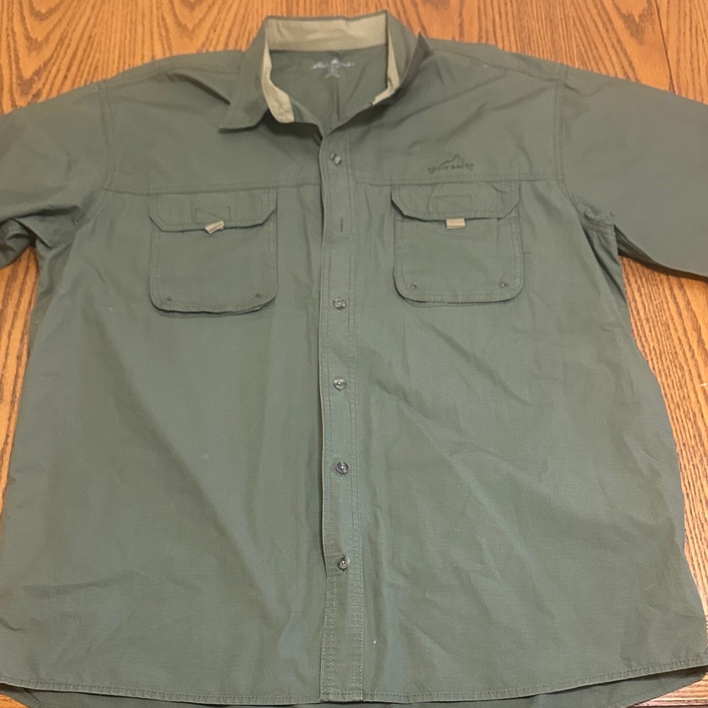 Eddie Bauer Olive Button-Up Shirt